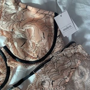 Auden black and blush pink lace set.